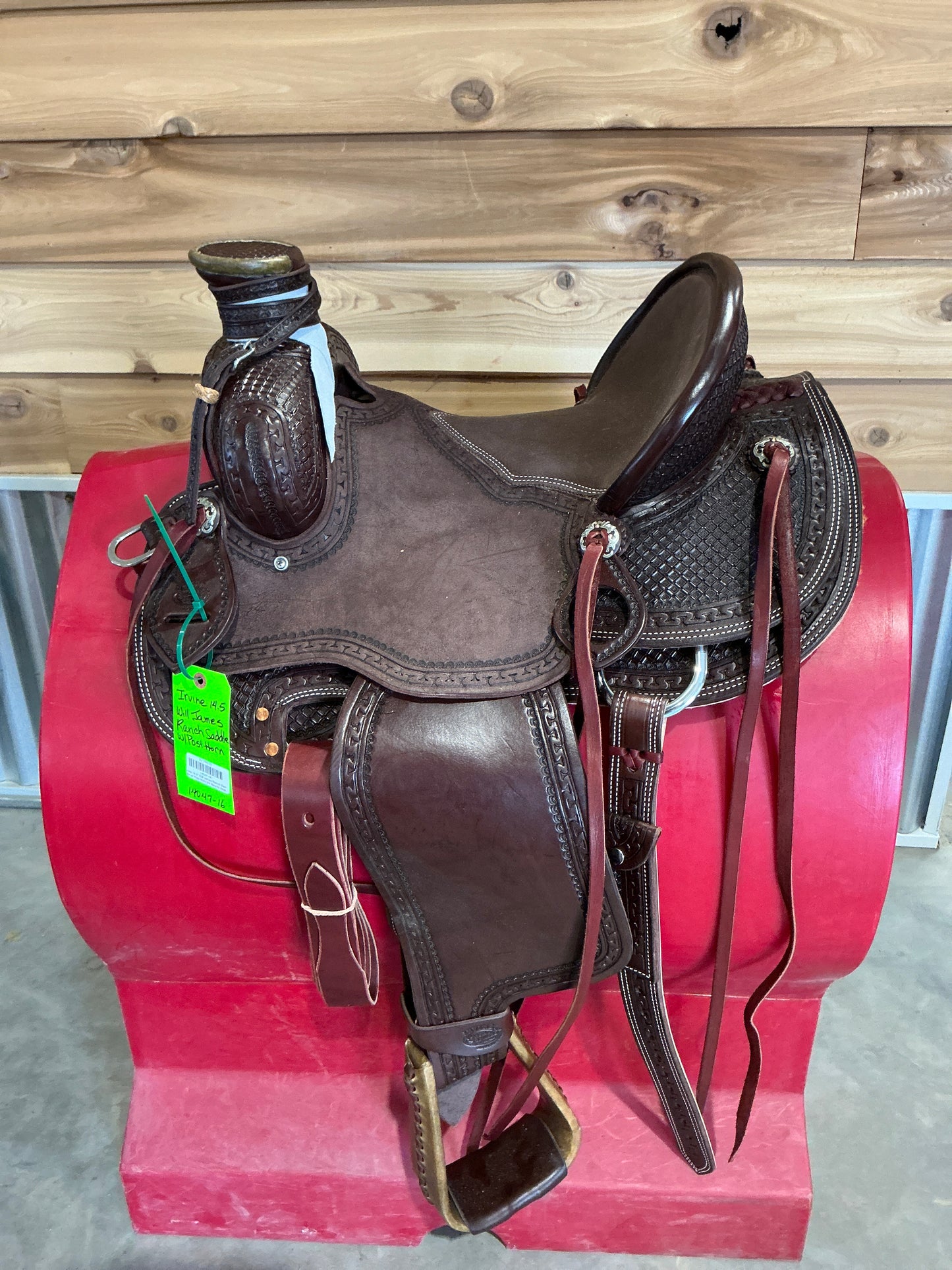 Irvine 14.5" Will James Ranch Saddle w/ Post Horn-3/4 Bicycle Seat