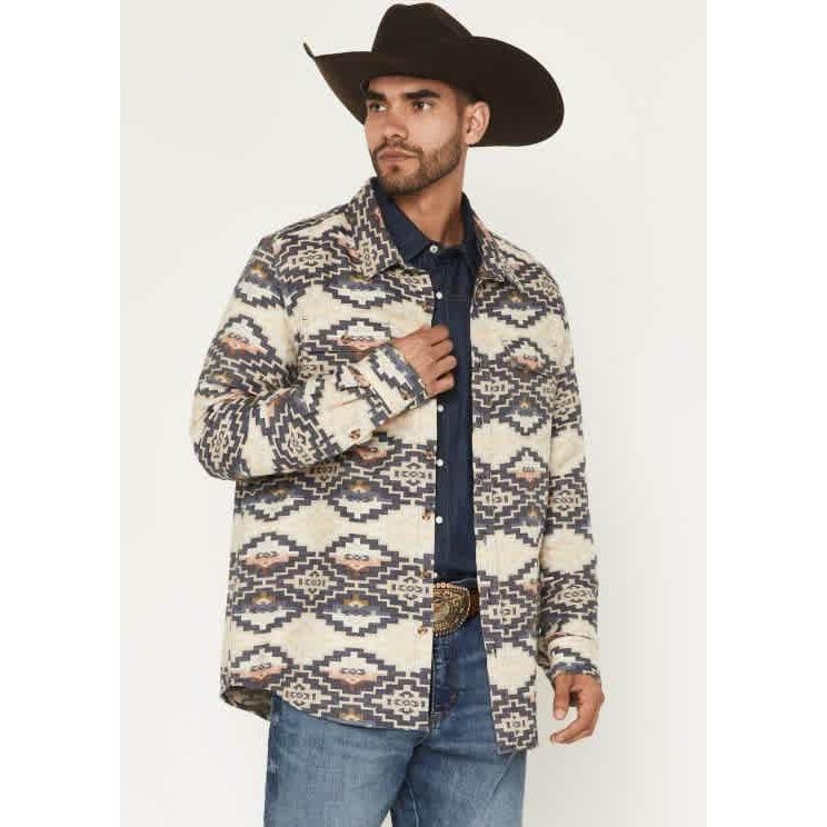 Rock & Roll Men's Western Jacquard Long Sleeve Shacket - Tan