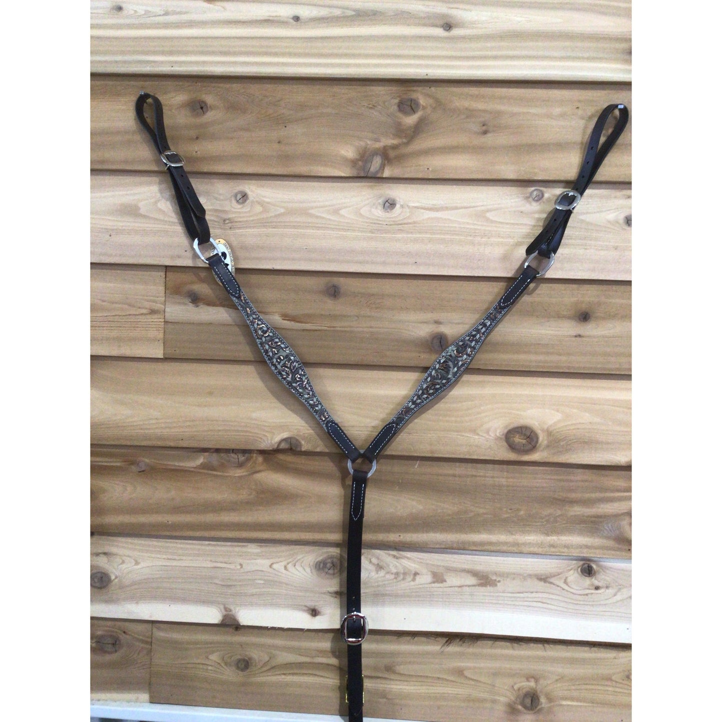 San Saba Equine Chocolate Shaped Floral Buckstich Breastcollar