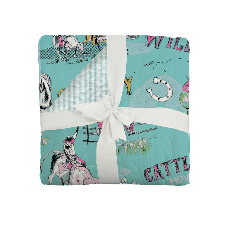 Ida Mae Home Cattle Drive Turquoise Quilt - Multiple Sizes