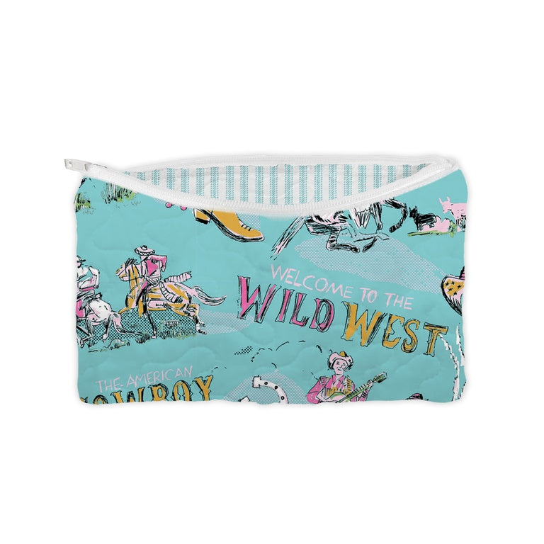 Ida Mae Home Cattle Drive Small Makeup Bag- Turquoise