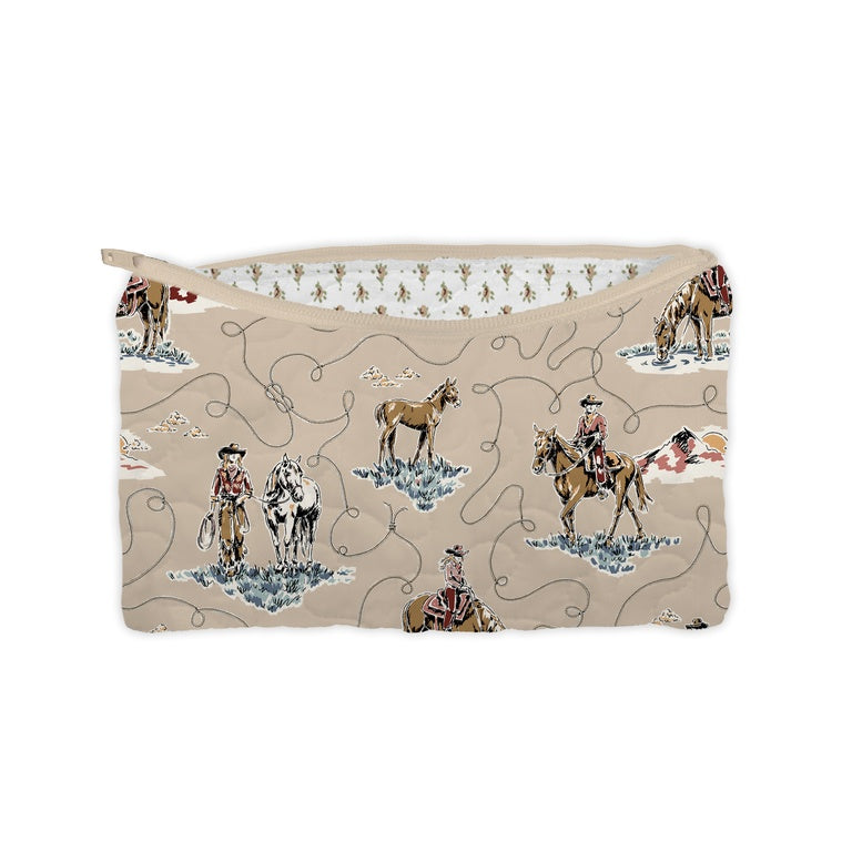 Ida Mae Home Cowgirl Small Makeup Bag- Brown