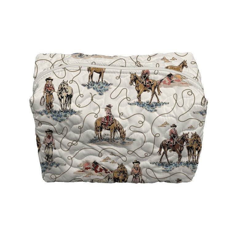 Ida Mae Home Sierra Cowgirl Large Makeup Bag- Linen