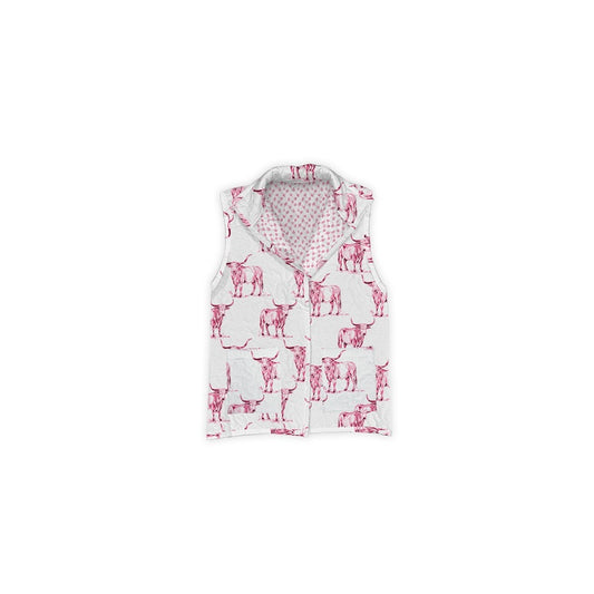 Ida Mae Home Longhorn Icon Ruby Vest- Fuchsia