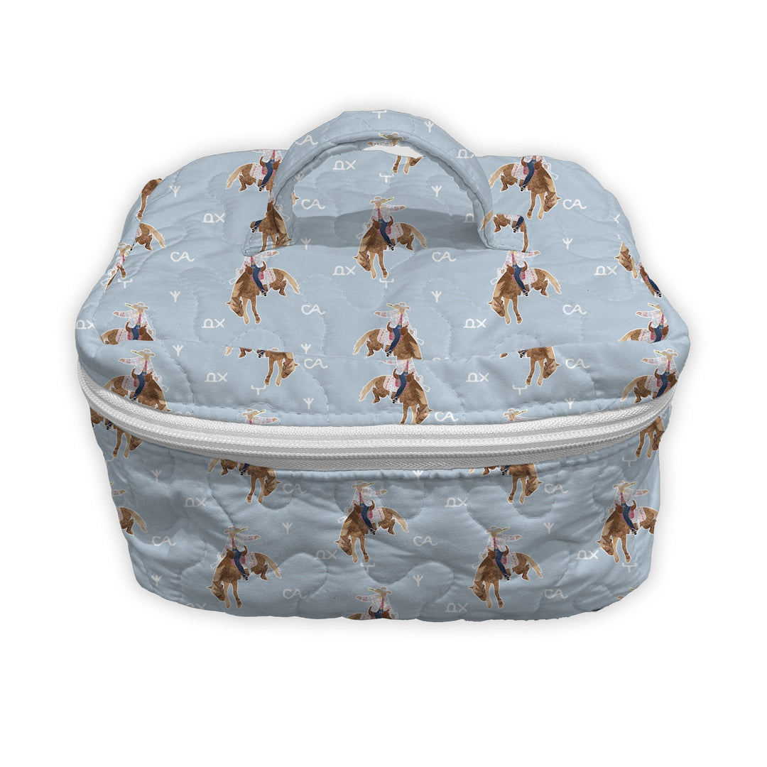 Ida Mae Home Casey Cowgirl Patchwork Travel Case- Blue