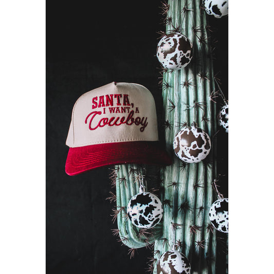 Santa I Want A Cowboy 2 Tone Canvas Cap