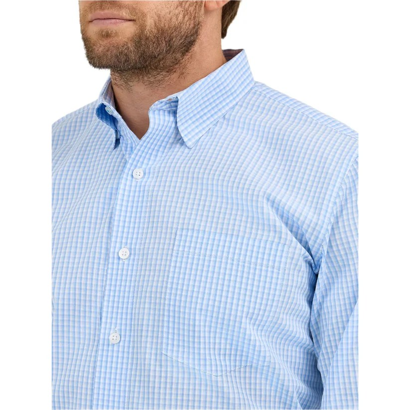 Wrangler Men's Long Sleeve Plaid Cody Johnson Classic Fit Shirt - Blue