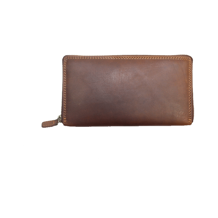 Rugged Earth Leather Zippered Wallet