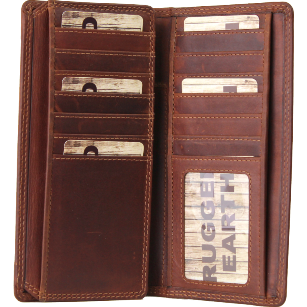 Rugged Earth Men's Leather Fold Over Wallet - Brown