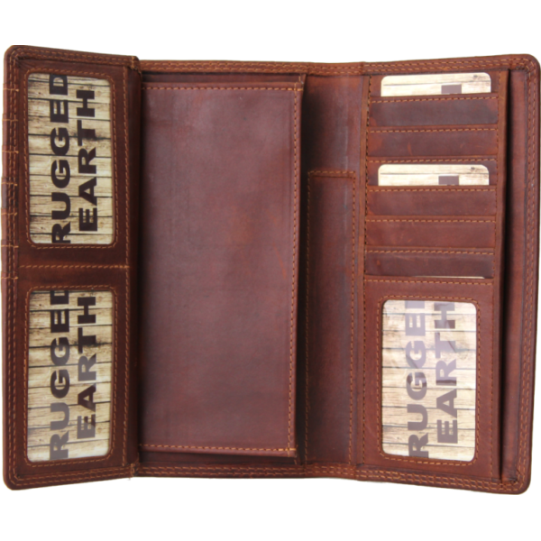 Rugged Earth Men's Leather Fold Over Wallet - Brown