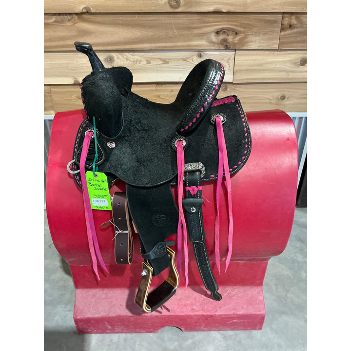 Irvine 12.5" Barrel Saddle-Black Leather - Irvine Tack &amp; Western Wear