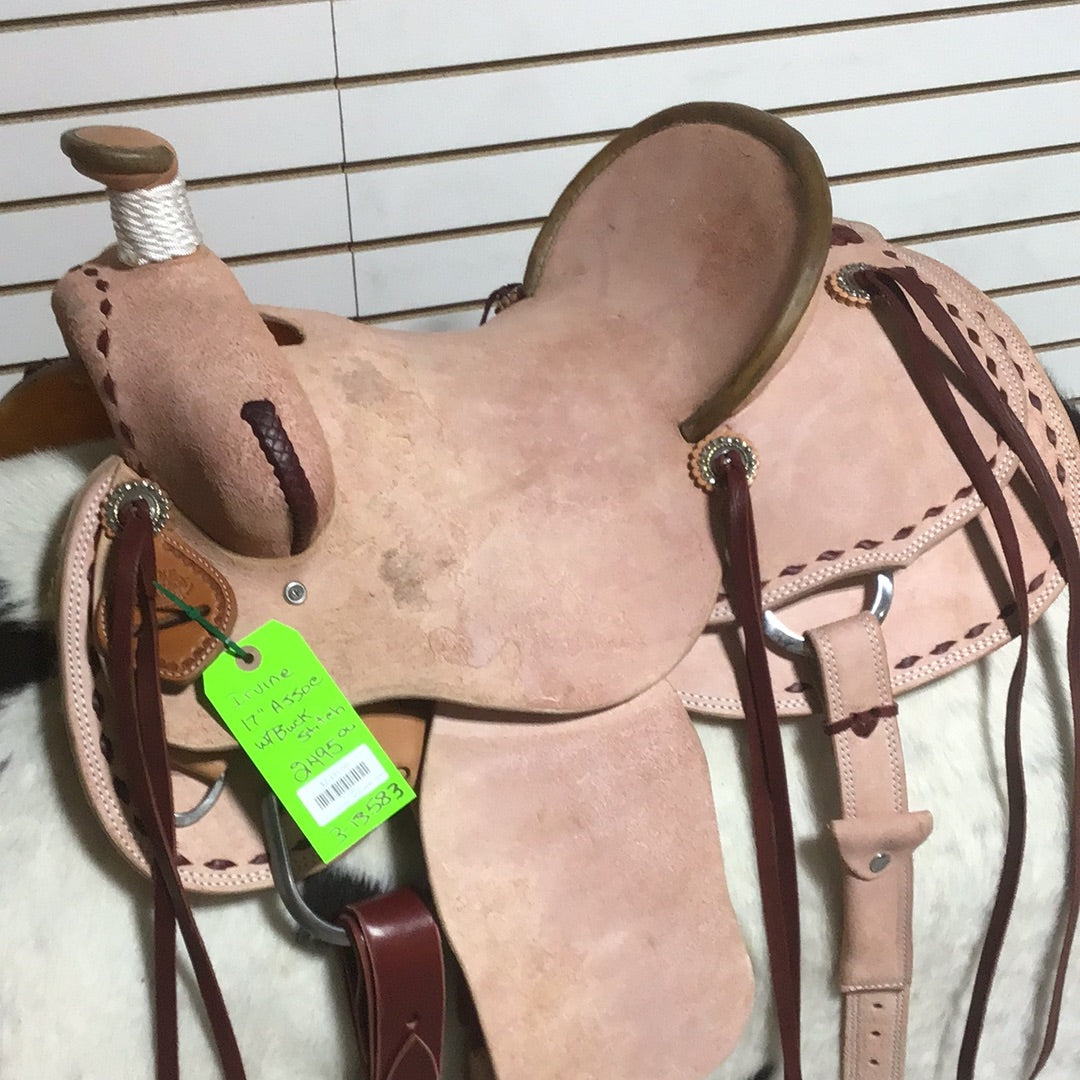 Irvine 17" Association Ranch Saddle - Rough Out w/Buckstitch