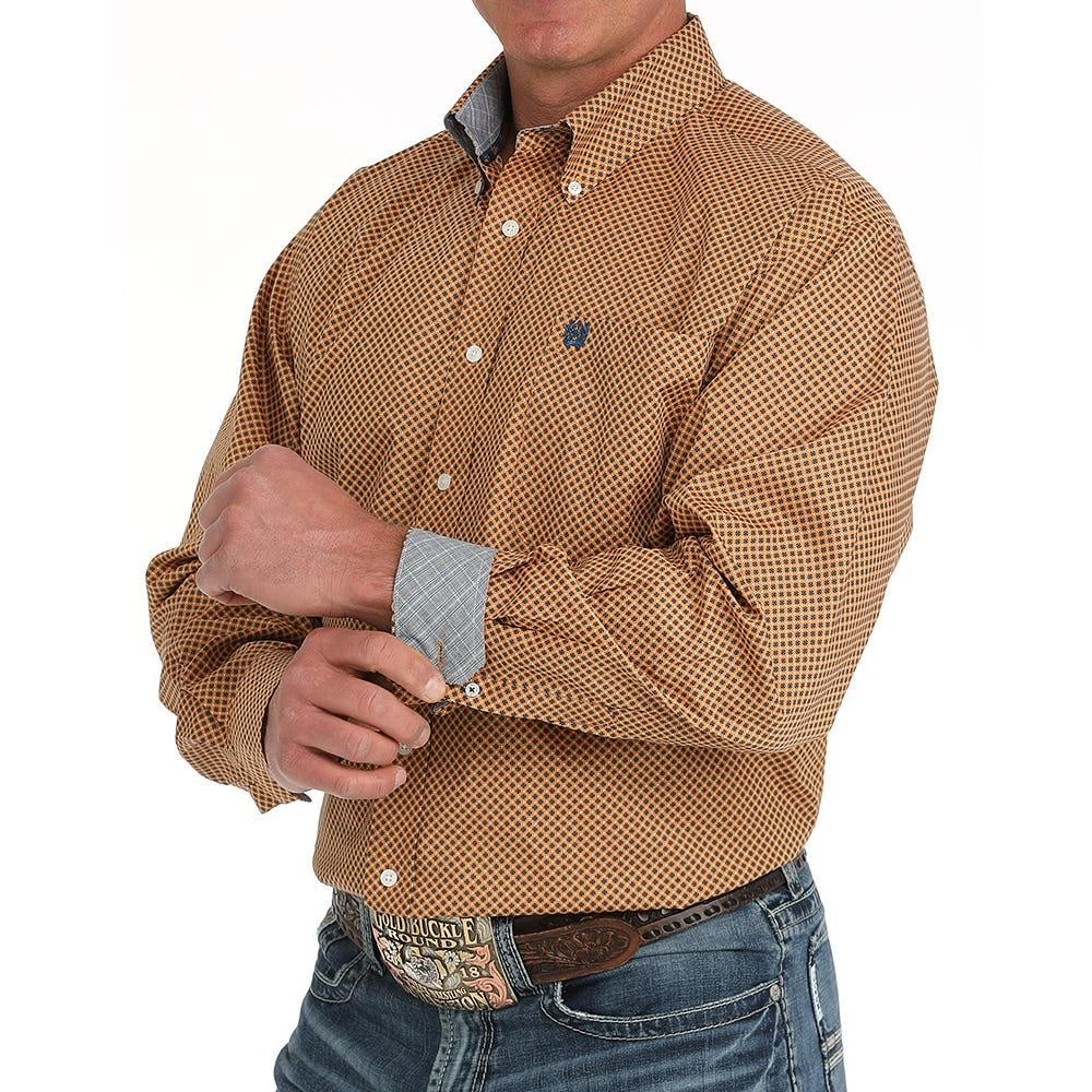 Cinch Men's Long Sleeve Print Shirt- Orange