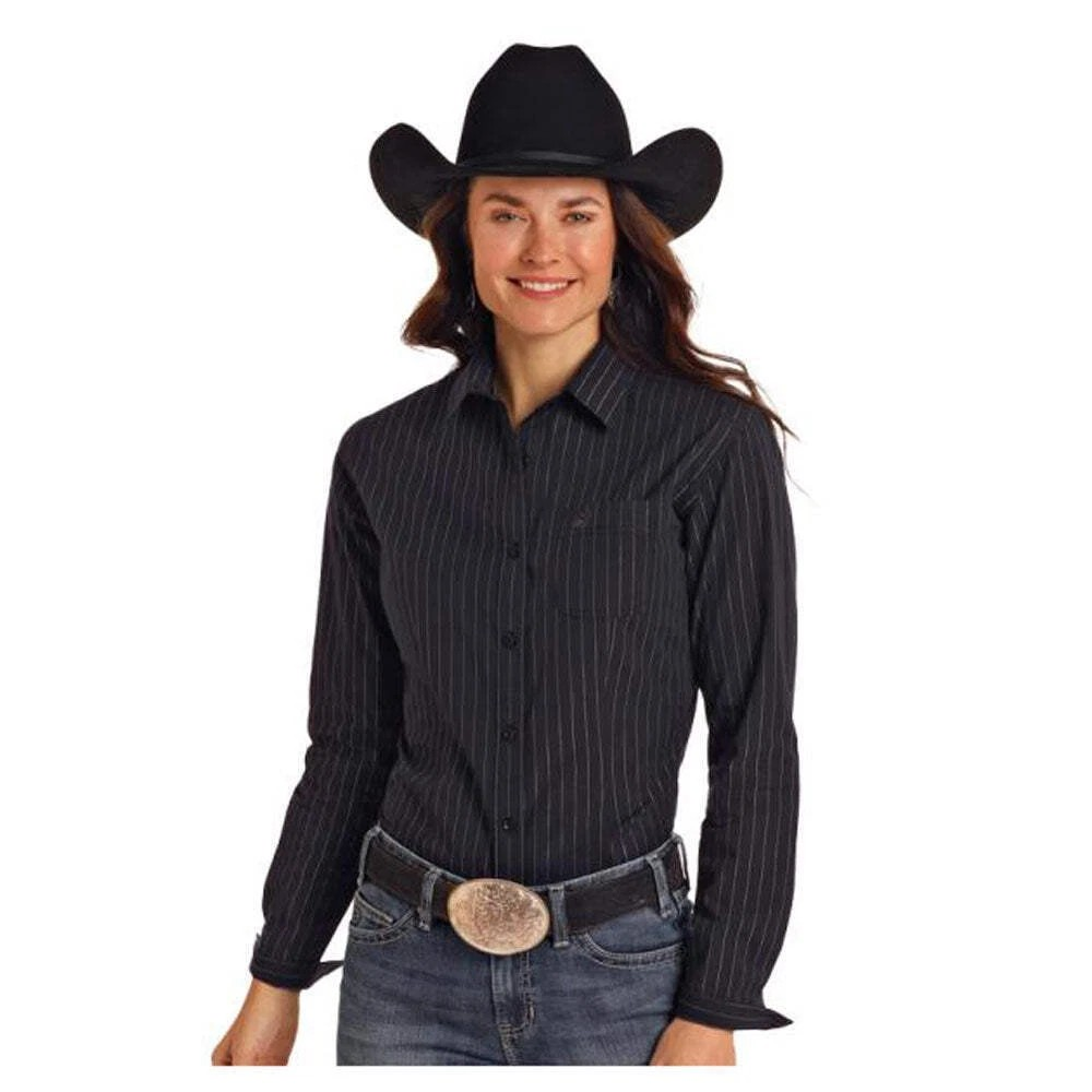 Rock & Roll Women's Long Sleeve Button-Down Shirt - Black