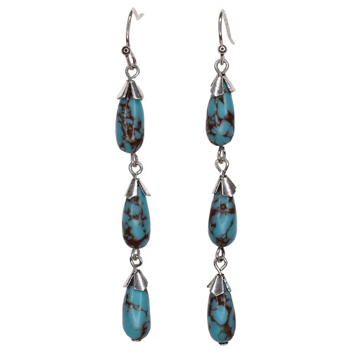 Justin Faux Turquoise Teardrop Charm Earrings