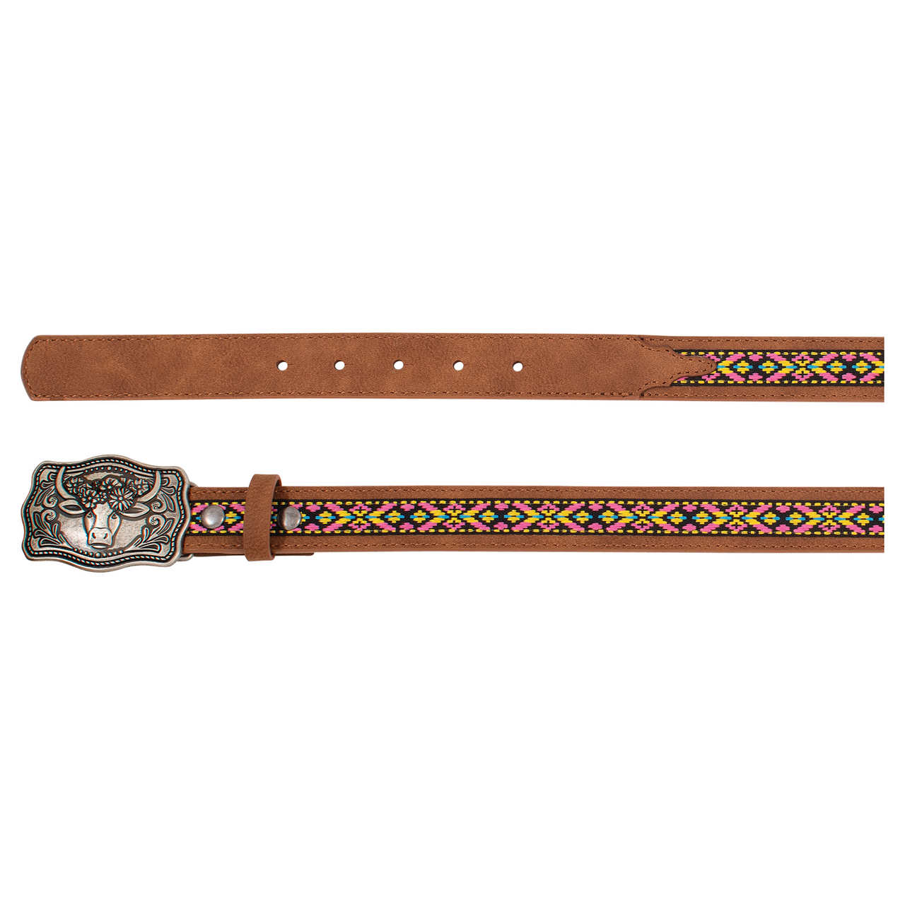 Catchfly Girls Tan Belt with Multicolor Ribbon