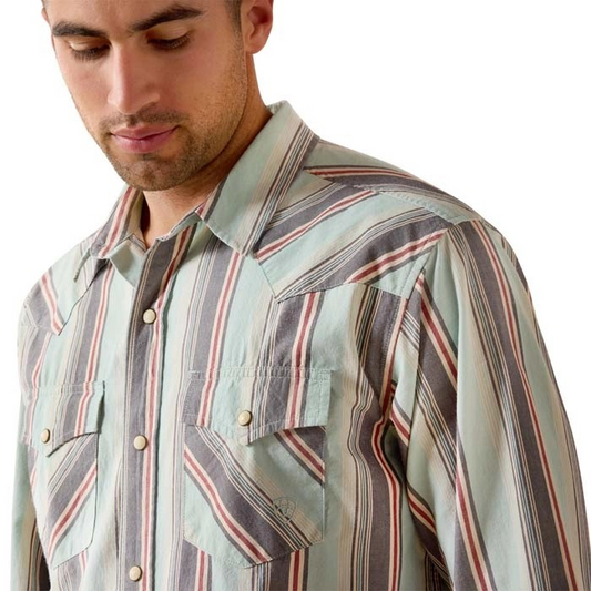 Ariat Men's Hesperus Retro Fit Snap Long Sleeve Shirt - Aquifer Plaid - Irvine Tack & Western Wear