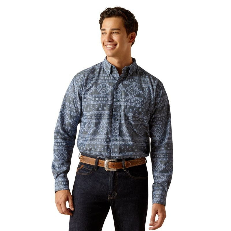 Ariat Men's Long Sleeve Eddie Classic Fit Shirt - Navy