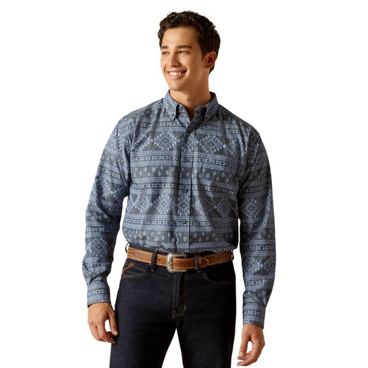 Ariat Men's Long Sleeve Eddie Classic Fit Shirt - Navy
