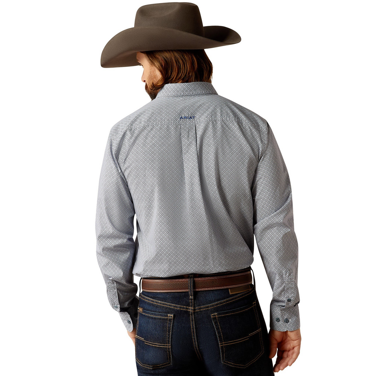 Ariat Men's Rider Fitted Long Sleeve Shirt- Light Blue