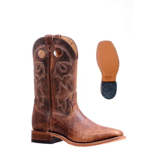 Boulet Men's Wide Square Toe Western Boots - Bison Shrunken Bomber/Virginia Mesquite
