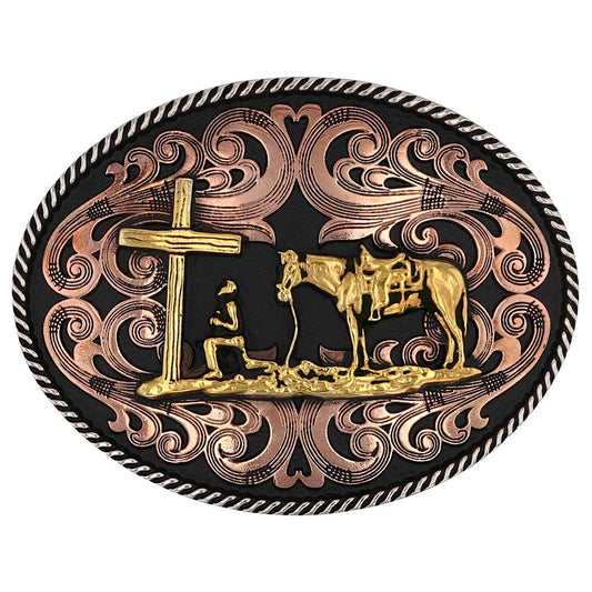 Montana Silversmiths Tri Tone Christian Cowboy Attitude Buckle