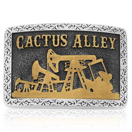 Montana Silversmiths Pumpjack Cactus Alley Belt Buckle