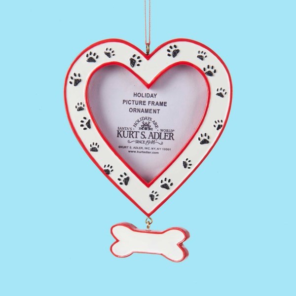 4.25"HEART PHOTO FRAME W/DOG PAWS