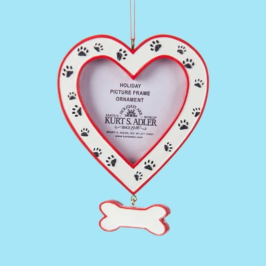 4.25"HEART PHOTO FRAME W/DOG PAWS