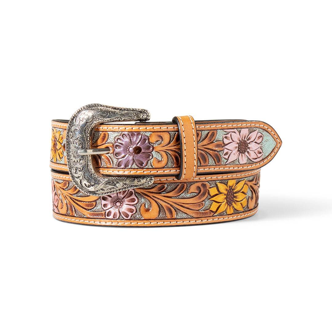 Ariat 1 1/2" Sunflower Daisy Hand Tooled Belt - Irvine Tack &amp; Western Wear