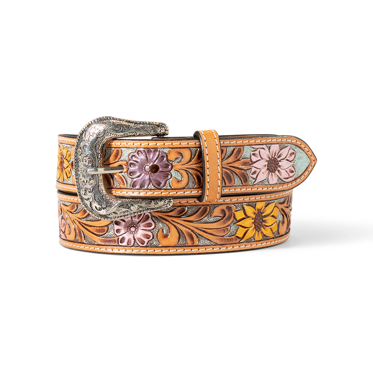 Ariat 1 1/2" Sunflower Daisy Hand Tooled Belt - Irvine Tack & Western Wear