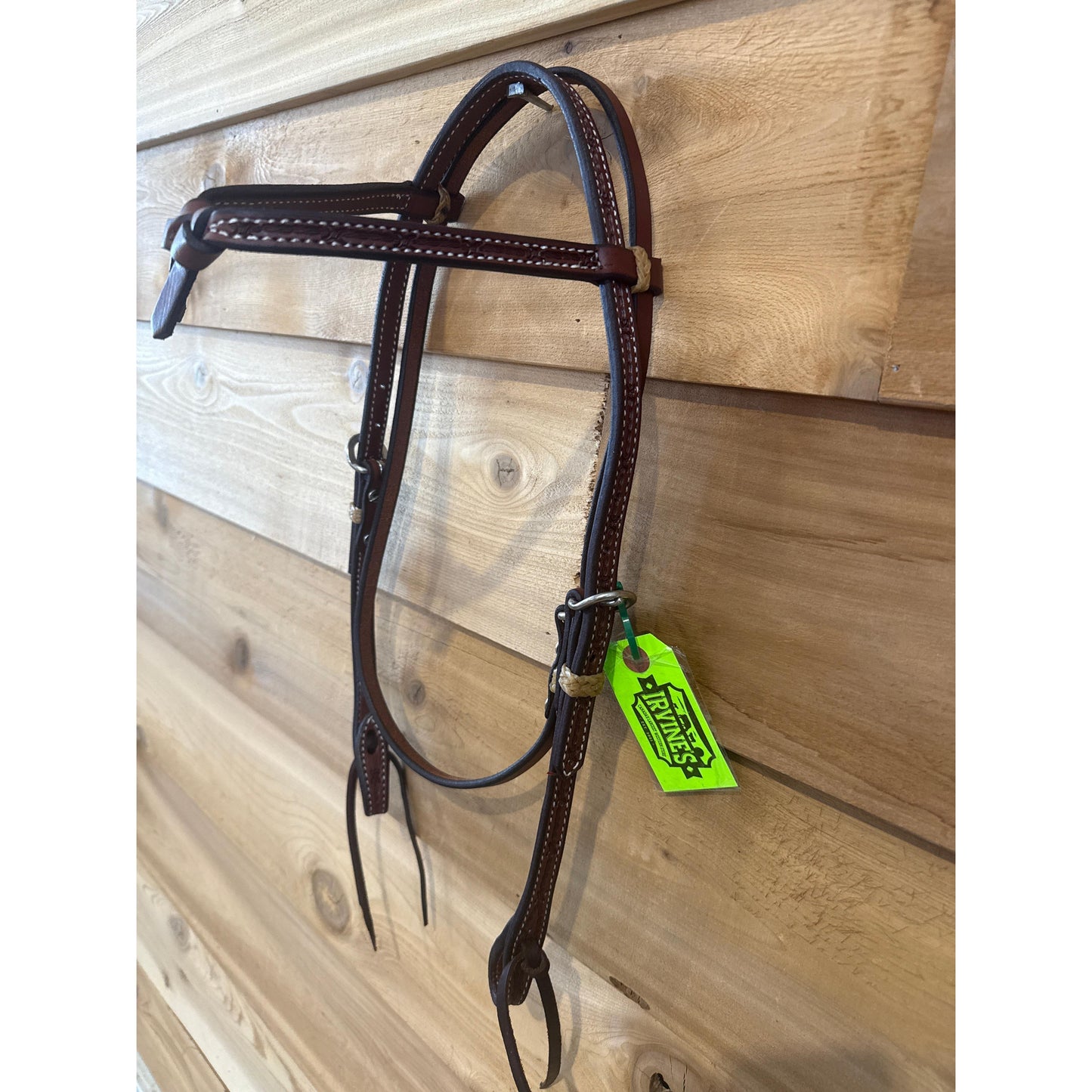 Irvine Tie Front Headstall Barbwire Stamp w/Tie Ends