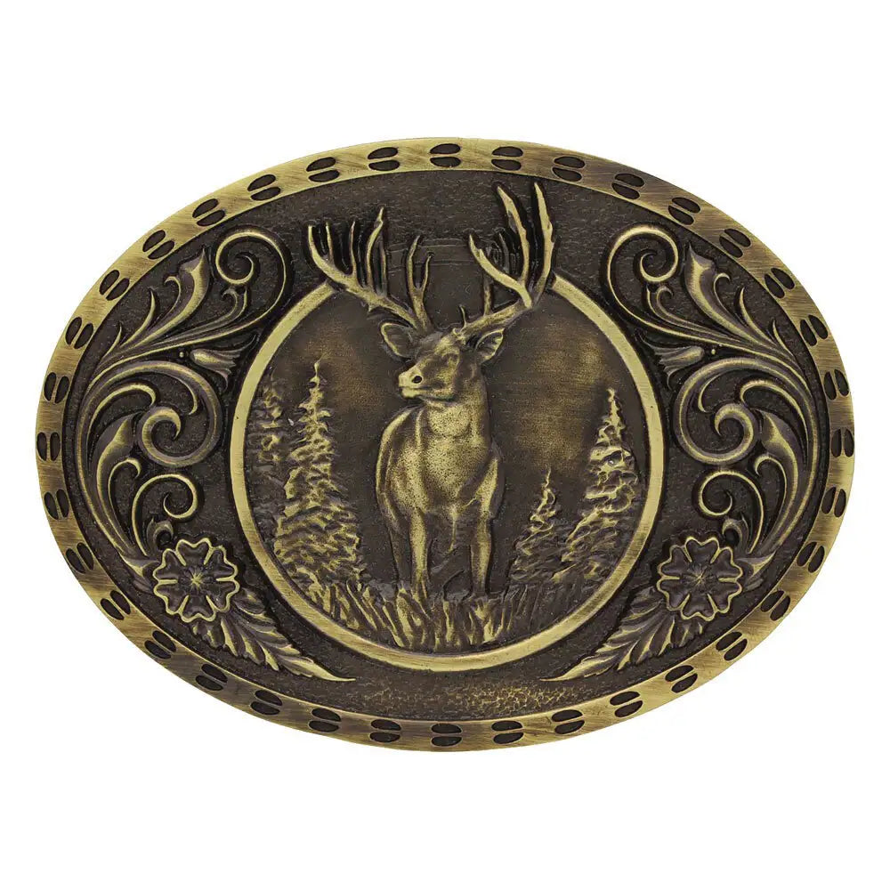 Montana Silversmith Heritage Outdoor Series Wild Stag Carved Buckle