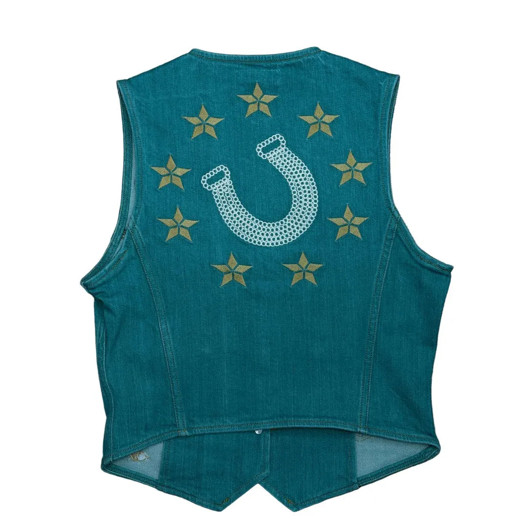 Wrangler Lainey Wilson Denim Vest- Turquoise - Irvine Tack & Western Wear