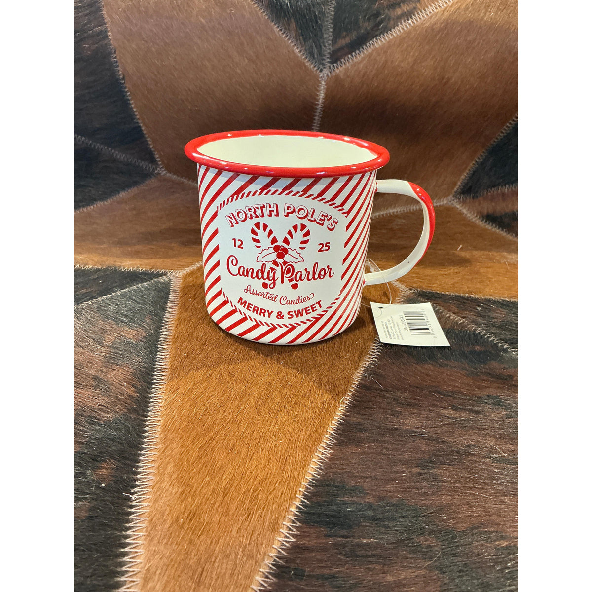 Christmas Enamel Mug 4" Candy Cane Striped