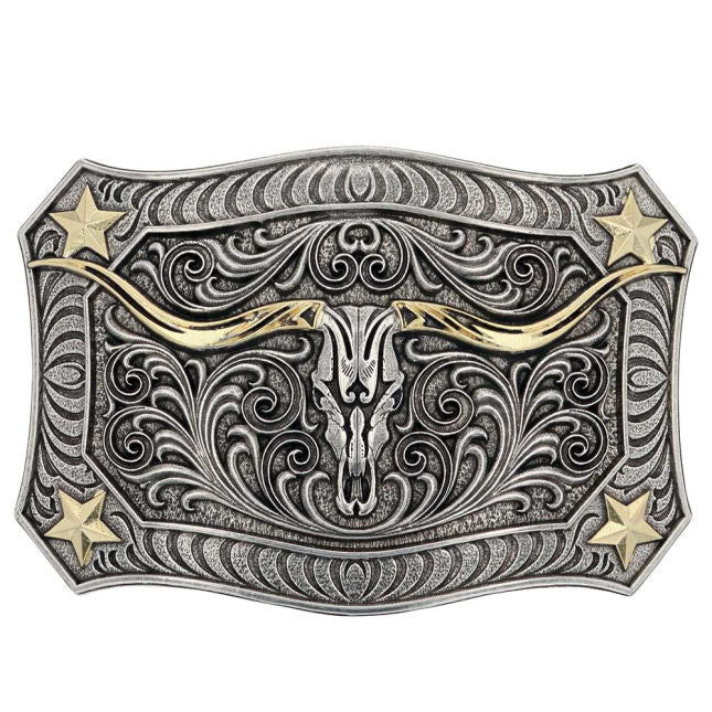 Montana Silversmith Longhorn Crest Filigree Attitude Belt Buckle