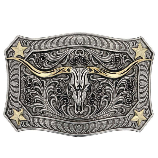 Montana Silversmith Longhorn Crest Filigree Attitude Belt Buckle