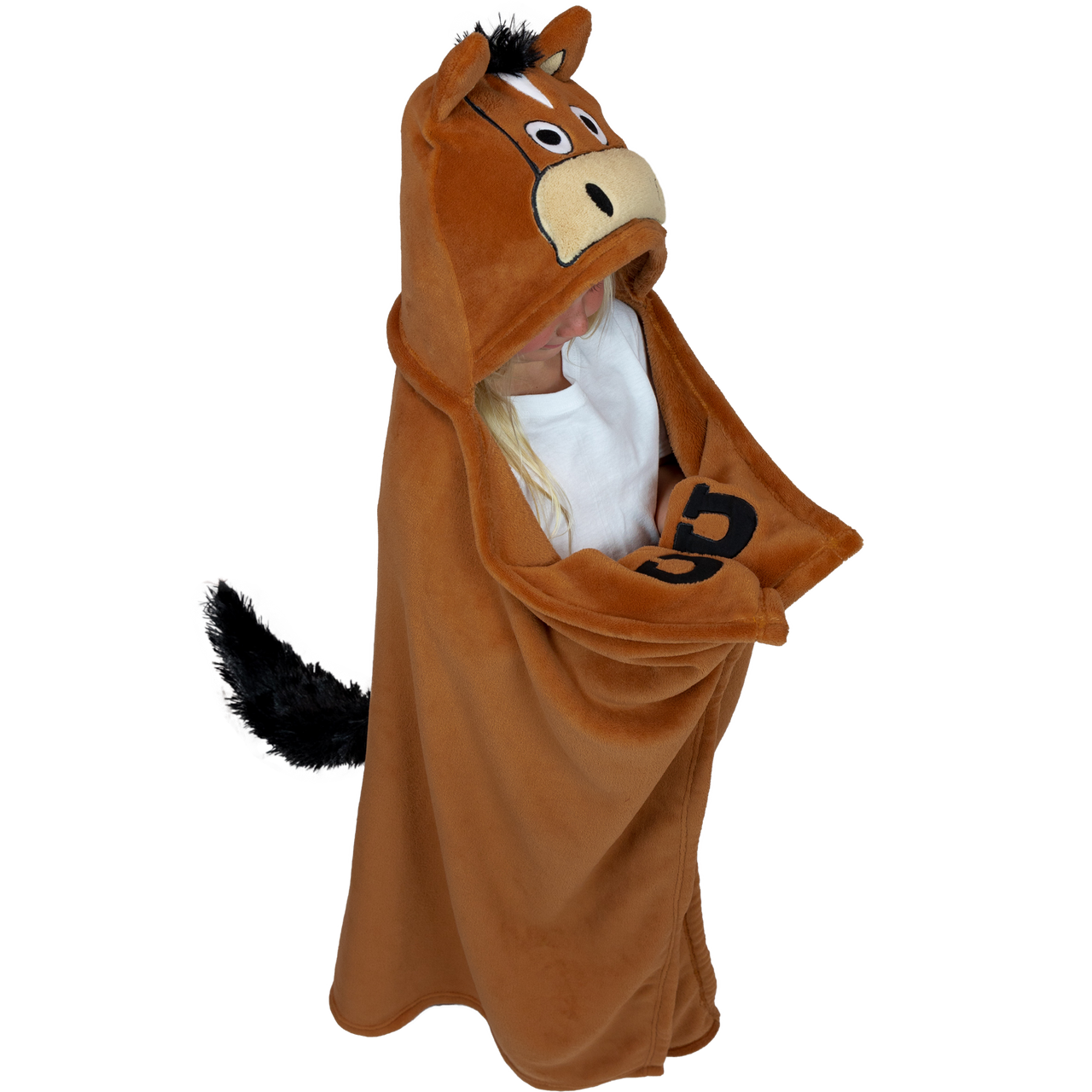 Lazy One Kid's Hooded Horse Blanket- Brown