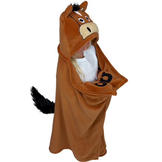 Lazy One Kid's Hooded Horse Blanket- Brown