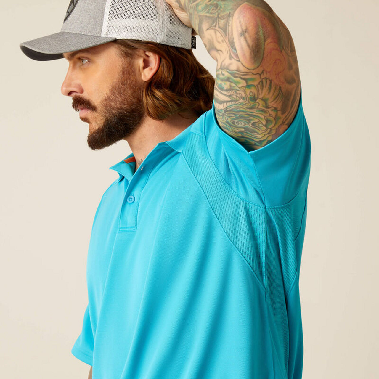 Ariat Men's Advanced Comfort Short Sleeve Polo Shirt - Turquoise Reef