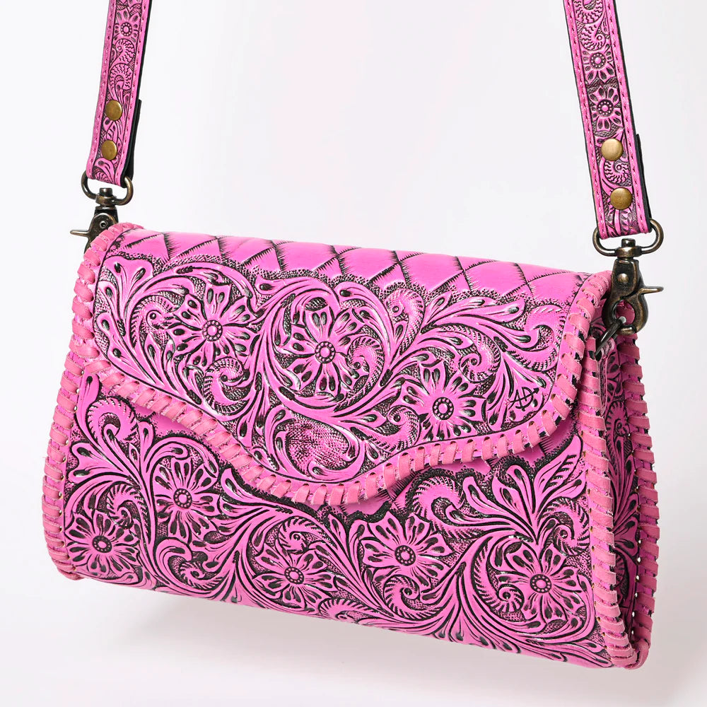 American Darling Leather Purse - Fuschia