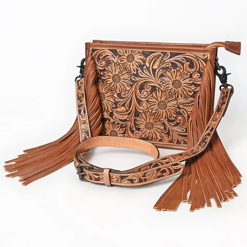 American Darling Hand Tooled Leather Messenger Bag