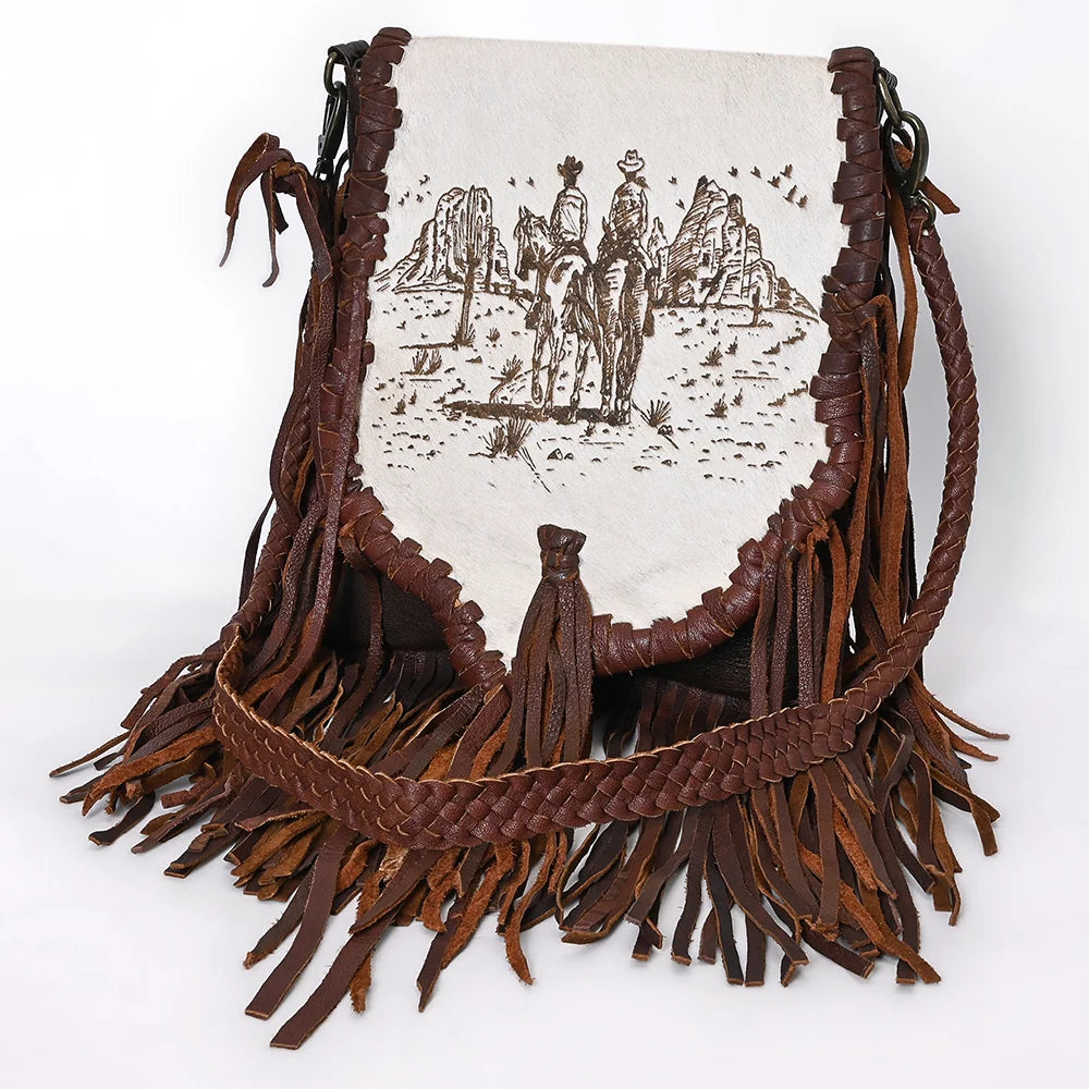 American Darling Hair-On Fringe Leather Western Saddle Purse