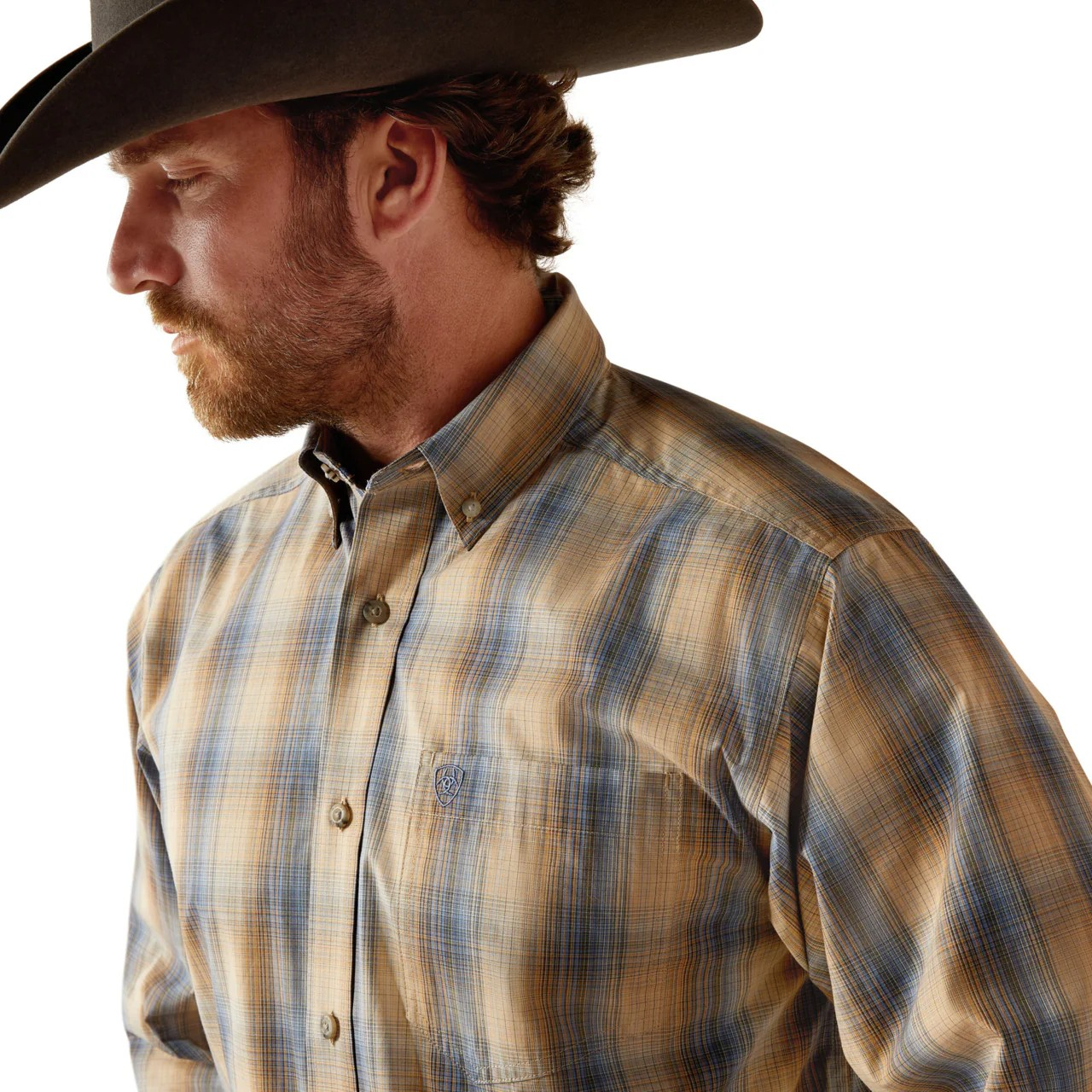 Ariat Men's Pro Series Casey Classic Fit  Long Sleeve Shirt- Khaki