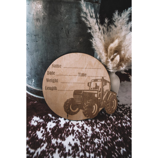 Tractor Birth Stat Sign