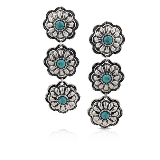 Montana Silversmith Attitude Triple Bloom Conchos Turquoise Earrings