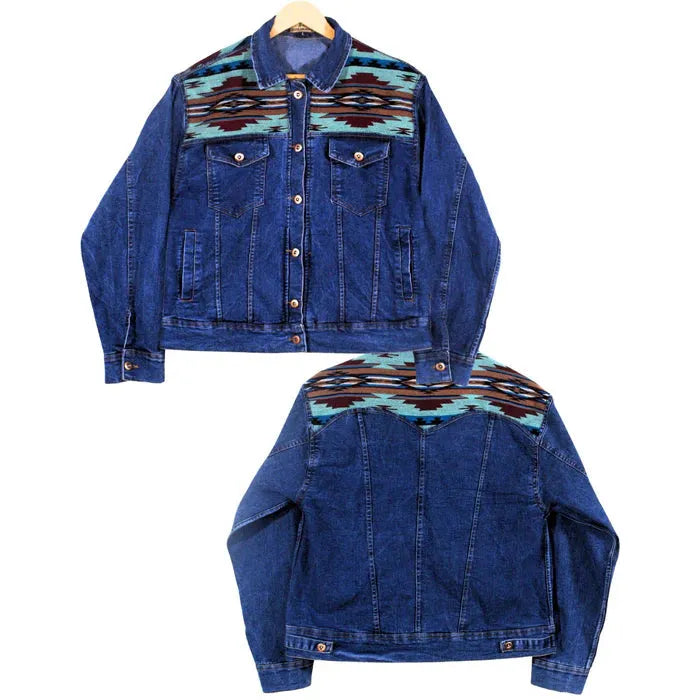 El Paso Women's Southwest Denim Jacket 3 - Classic Blue