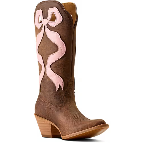 Ariat Women's Beaux J Toe Western Boot- Weathered Tan Baby Pink