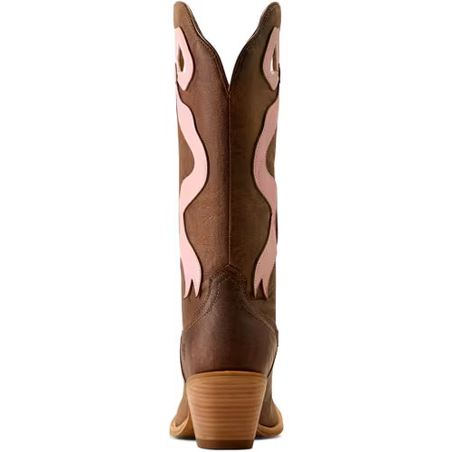 Ariat Women's Beaux J Toe Western Boot- Weathered Tan Baby Pink