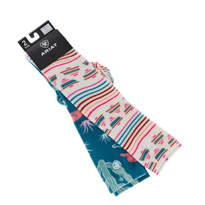Ariat 2 Pair Pack Socks - Multistripe/De